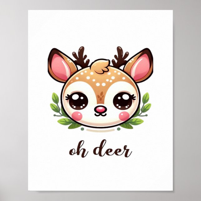Poster Oh Deer Cute Deer Minimal Design  (Frente)