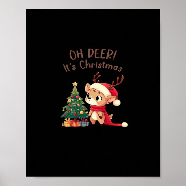 Poster Oh Deer Its Christmas Modern Aesthetic Style  (Frente)