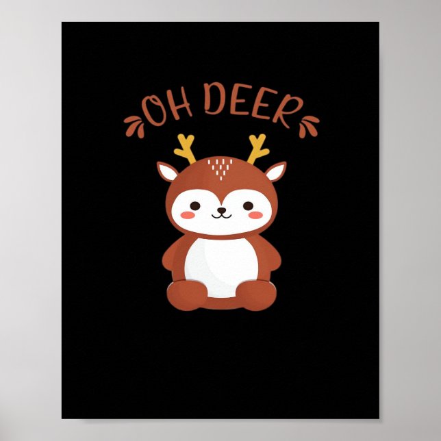 Poster Oh Deer Kawaii Deer Playful Art Style  (Frente)