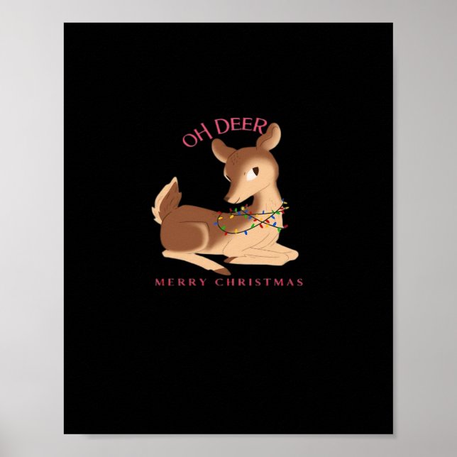 Poster Oh Deer Natal Design Moderno  (Frente)
