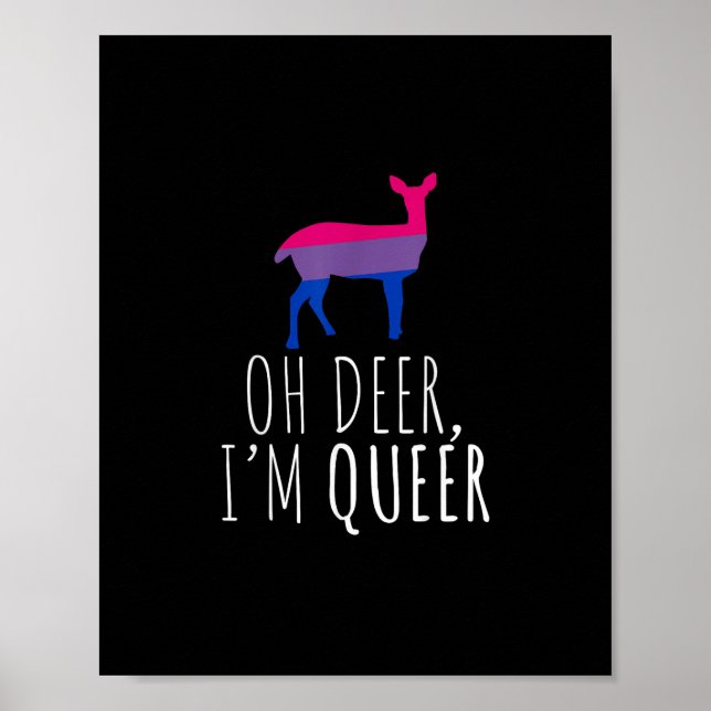 Poster Oh Deer Queer Bisexual Pride Gay Lesbian Design  (Frente)