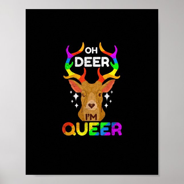Poster Oh Deer Queer Funny LGBTQ Pride Awareness  (Frente)
