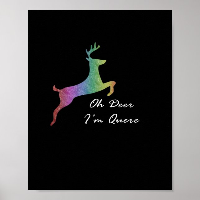 Poster Oh Deer Queer Funny Pun LGBT Pride Celebration  (Frente)