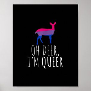 Poster Oh Deer Queer Orgulho Bissexual Orgulho Gay Design