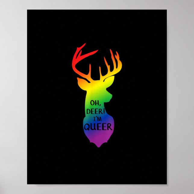 Poster Oh Deer Queer Pride Celebration Funny LGBT Gift  (Frente)