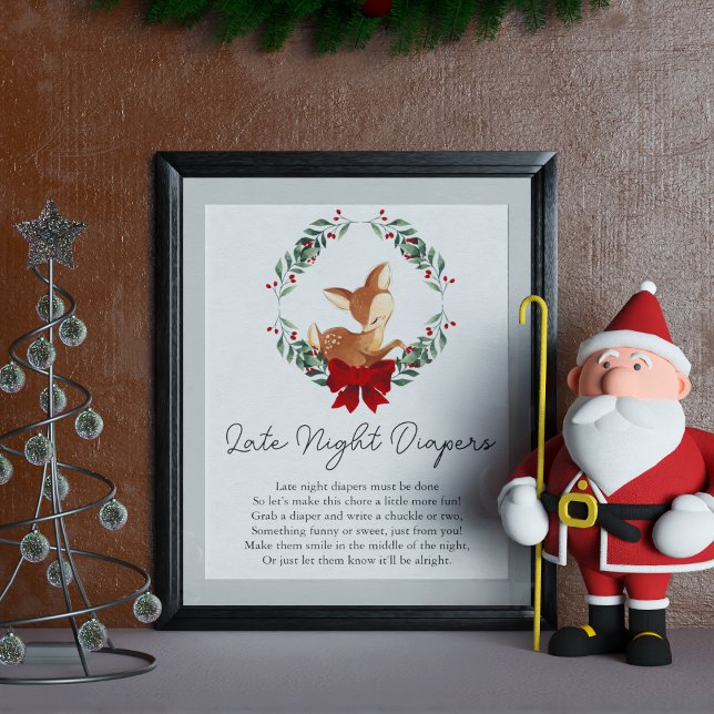 Poster Oh Deer Winter Greenery Jogo de Fraldas Noturnas T (Criador carregado)