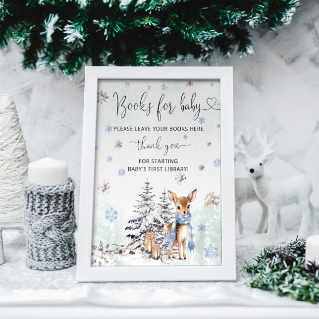 Poster Oh Deer Winter Woodland Baby Boy Livros De Chá (Criador carregado)