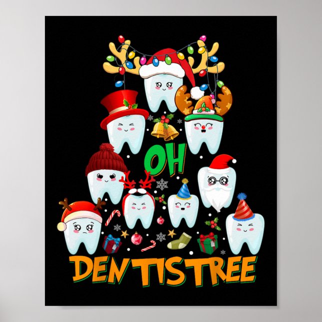 Poster Oh, Dentistree Divertido Árvore De Natal Higiene D (Frente)