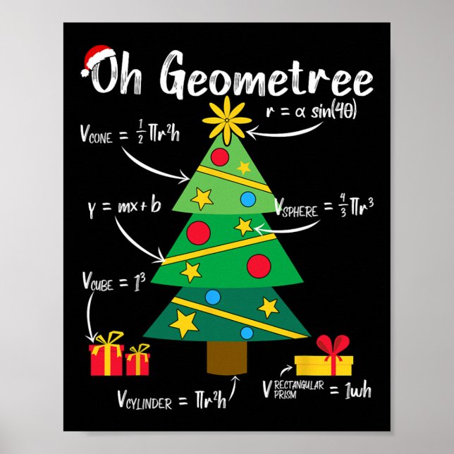 Poster Oh geometria geométrica da árvore de natal diverti (Frente)