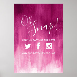 Poster Oh, hashtag casamento rosa, arte moderna vermelha 