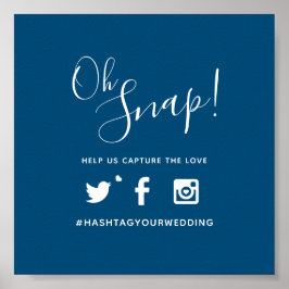 Poster Oh, hashtag casamento simples azul branco