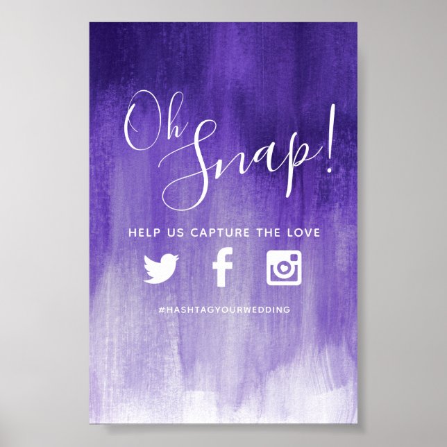 Poster Oh, hashtag nobre casamento arte roxa moderna (Frente)