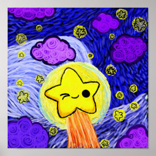 Poster Oh Kawaii, noite estrelado