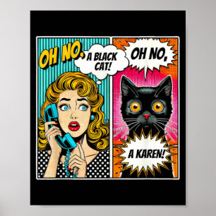 Poster Oh Não Um Gato Preto Design Engraçado Amantes de G