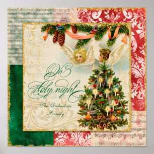 Pôster Oh partitura santamente da canção de natal do