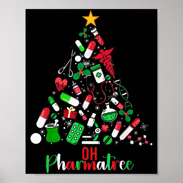 Poster Oh Pharmatree Pharmacy Christmas Pharmacist Tech M (Frente)
