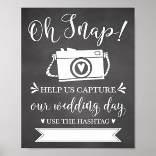Pôster Oh Sinal de Hashtag de Casamento Snap