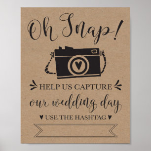 Pôster Oh Sinal de Hashtag de Casamento Snap