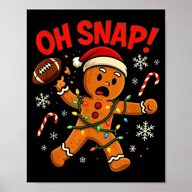Poster Oh Snap Christmas Gingerbread Funny Football Light (Frente)