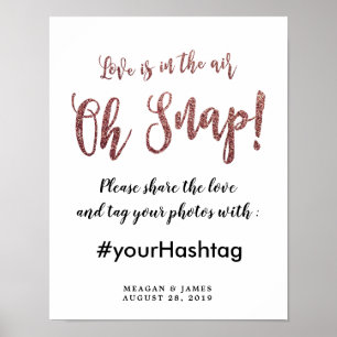 Pôster oh snap compartilhe o amor sinal de casamento