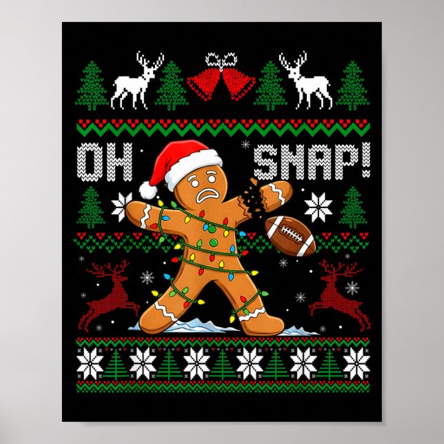 Poster Oh Snap Funny Gingerbread Man Football Christmas P (Frente)