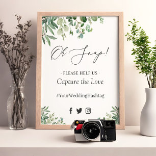Poster Oh Snap Hashtag Verde Folhas de Eucalipto Placa