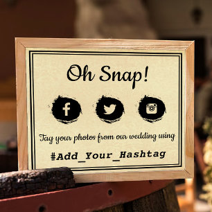 Poster Oh, Snap! Sinal de Casamento da Hashtag da Mídia S