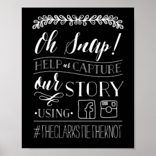Poster Oh, Snap!   Sinal de hashtag de casamento