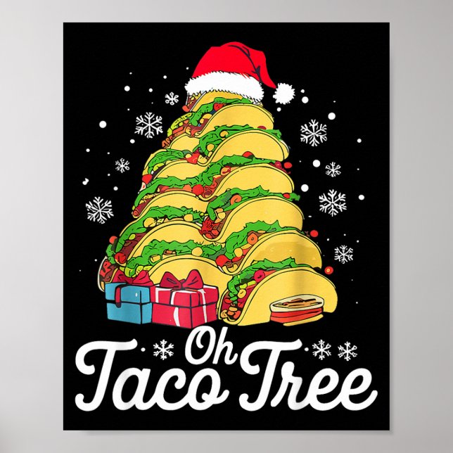 Poster Oh Taco Tree Christmas Cute Xmas Mexican Food Love (Frente)