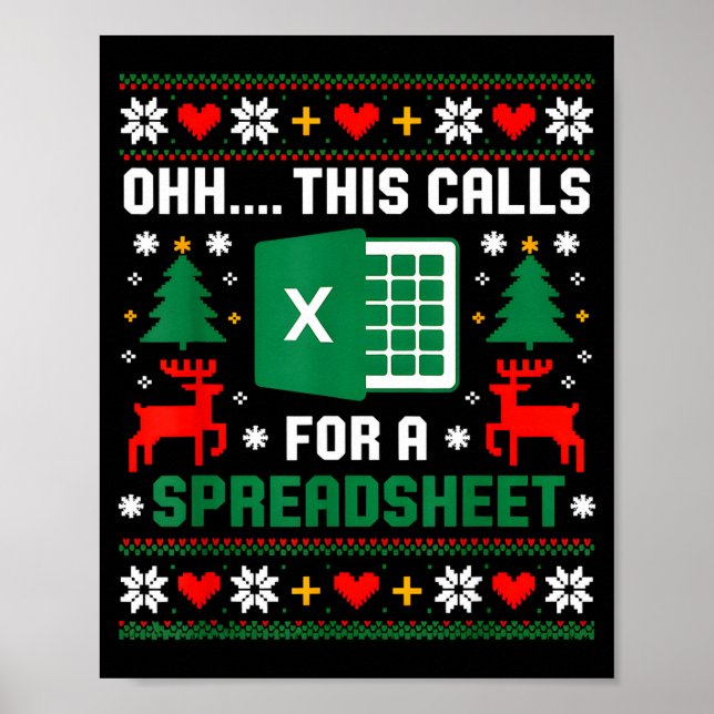 Poster Oh This Calls For A Spreadsheet Christmas Santa Ex (Frente)