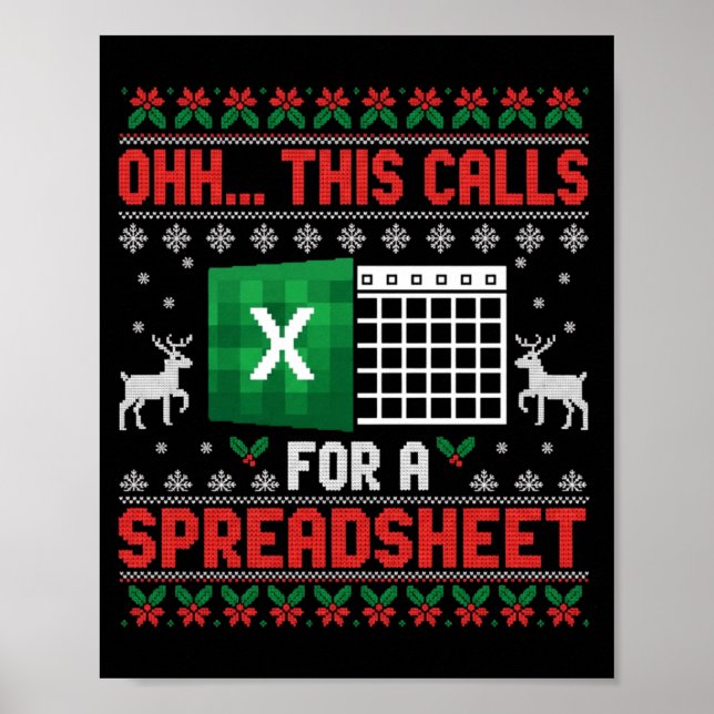 Poster Oh This Calls For A Spreadsheet Christmas Sweater  (Frente)