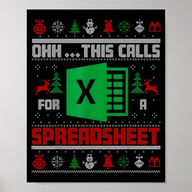 Poster Oh This Calls For A Spreadsheet Christmas Sweater  (Frente)