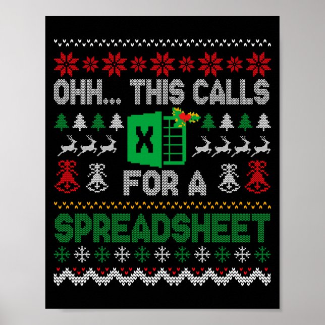 Poster Oh This Calls For A Spreadsheet Ugly Christmas Swe (Frente)