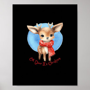 Poster Oh Veado É Natal Design Clássico Retro
