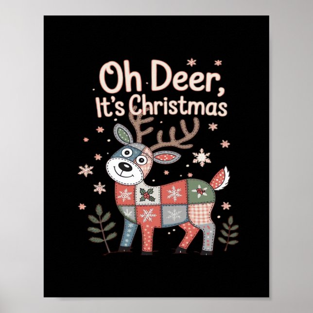 Poster Oh Veado É Natal Quadrados Miniatura Patchwork (Frente)