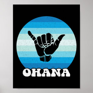 Poster Ohana Havaí Hi Aloha Ilha Havaiana Shaka Retro