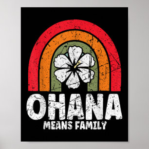 Poster Ohana Significa Família Havaí Palmeiras Verão Prai