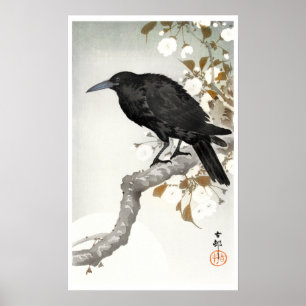 Poster Ohara Koson A Crow e a Lua Cheia