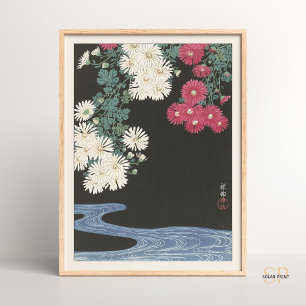 Poster Ohara Koson Chrysanthemum e Running Water Japan