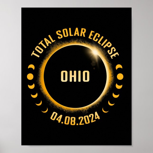 Poster Ohio 2024 Eclipse Solar Total (Frente)