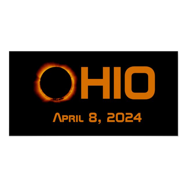 Pôster Ohio 2024 Eclipse Solar Total (Frente)