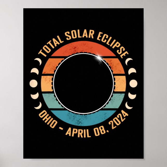 Poster Ohio 2024 Totalidade do Eclipse Solar Totality Pat (Frente)