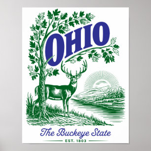Poster Ohio Buckeye Estado Cervo & Design da Natureza