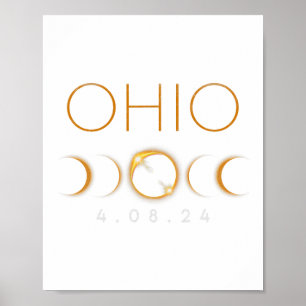 Poster Ohio Total Solar Eclipse abril 8 2024 Ohio Solar E