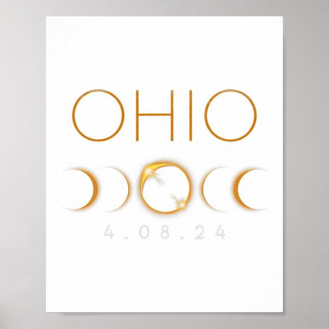 Poster Ohio Total Solar Eclipse abril 8 2024 Ohio Solar E (Frente)