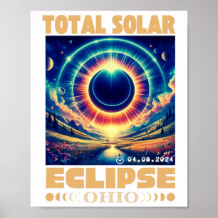 Poster Ohio Total Solar Eclipse abril 8 2024 Ohio Solar E