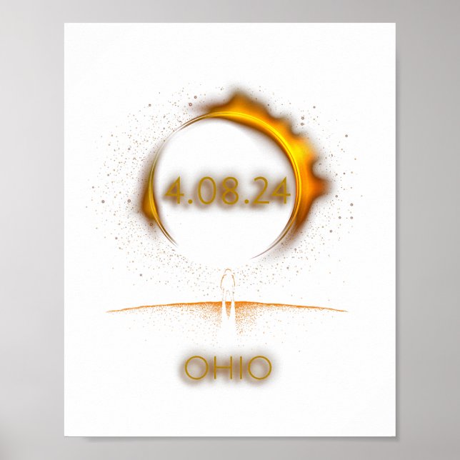Poster Ohio Total Solar Eclipse Abril 8 2024 Totality Ecl (Frente)