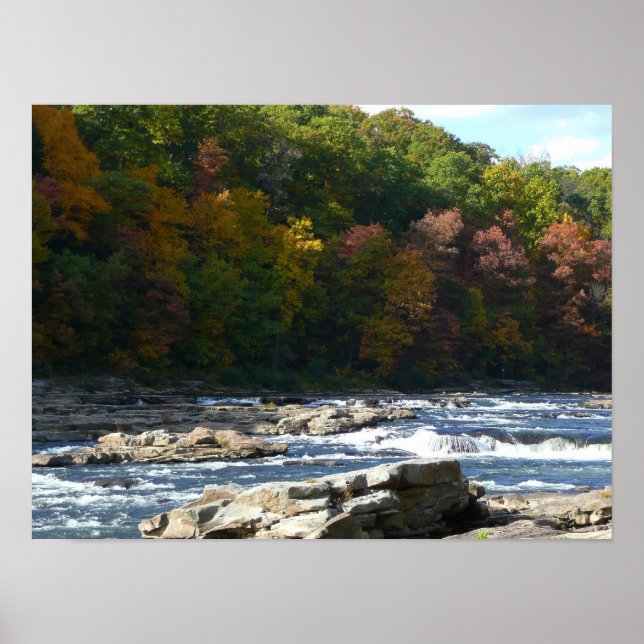 Pôster Ohiopyle River Rapids in Fall Pennsylvania Autumn (Frente)