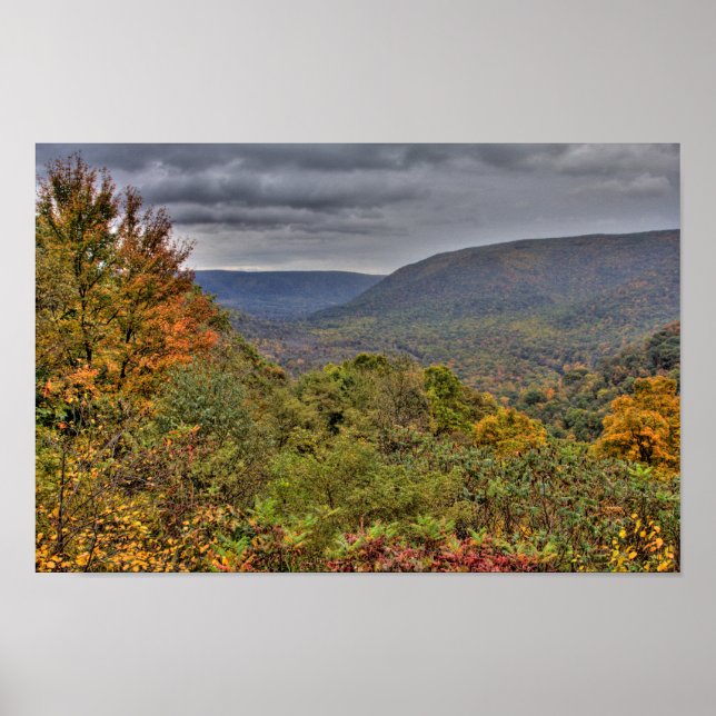 Poster Ohiopyle Valley Overlook em Autumn, Pensilvânia (Frente)