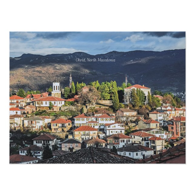 Pôster Ohrid, Macedônia do Norte foto pitoresca, (Frente)
